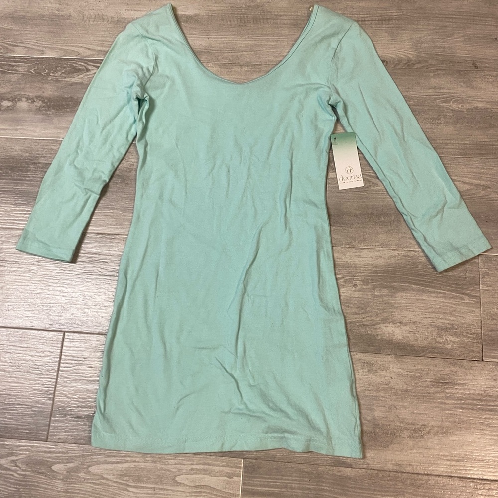 Decree Mint Scoop Neck Long Sleeve Bodycon Dress